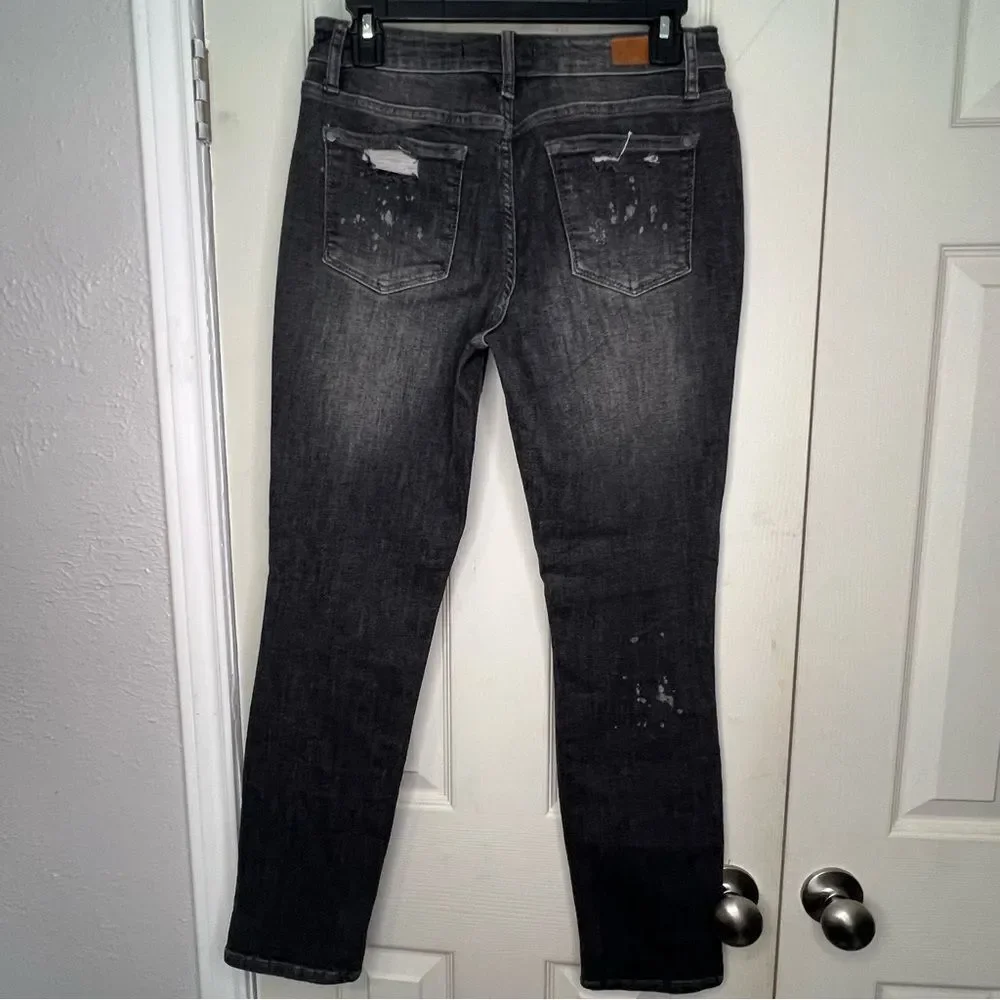 Judy Blue Boyfriend Fit Light BlackWash Distressed Paint Speckle Jeans Sz 5/27 - Picture 3 of 12